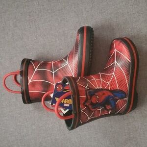 Marvel shoes kids sz 5 boots Spiderman rain snow pull on cute boys girls unisex